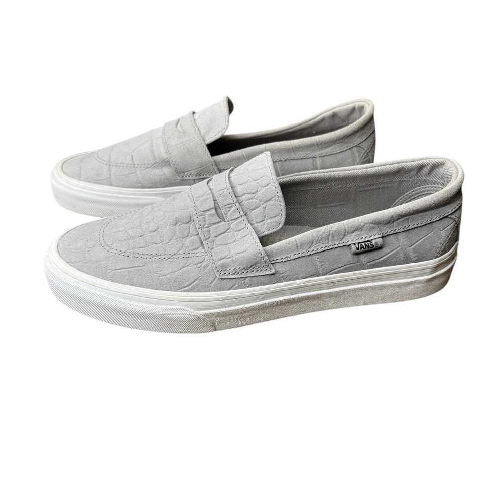 👟 Vans Embossed Grey Suede Slip-On‎ Shoes Men’s 11 🐊✨